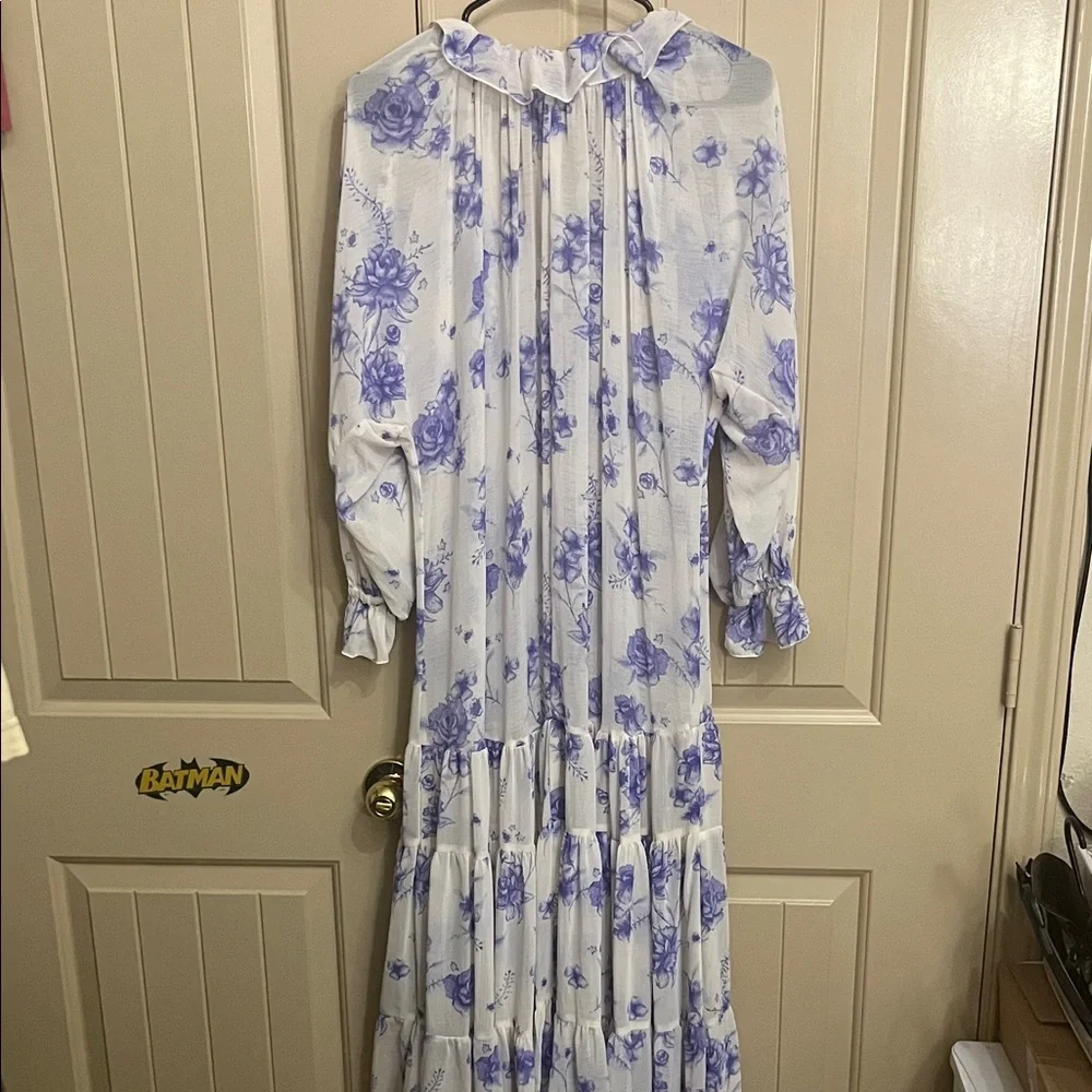 Free People Feeling Groovy White Maxi Dress with Purple Floral Motif - Picture 6 of 8